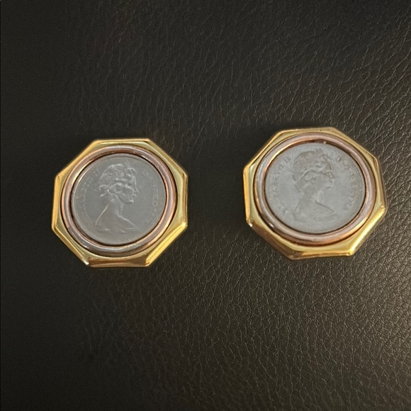 QUEEN ELIZABETH GENUINE COIN CLIP ON EARRINGS - Picture 4 of 6